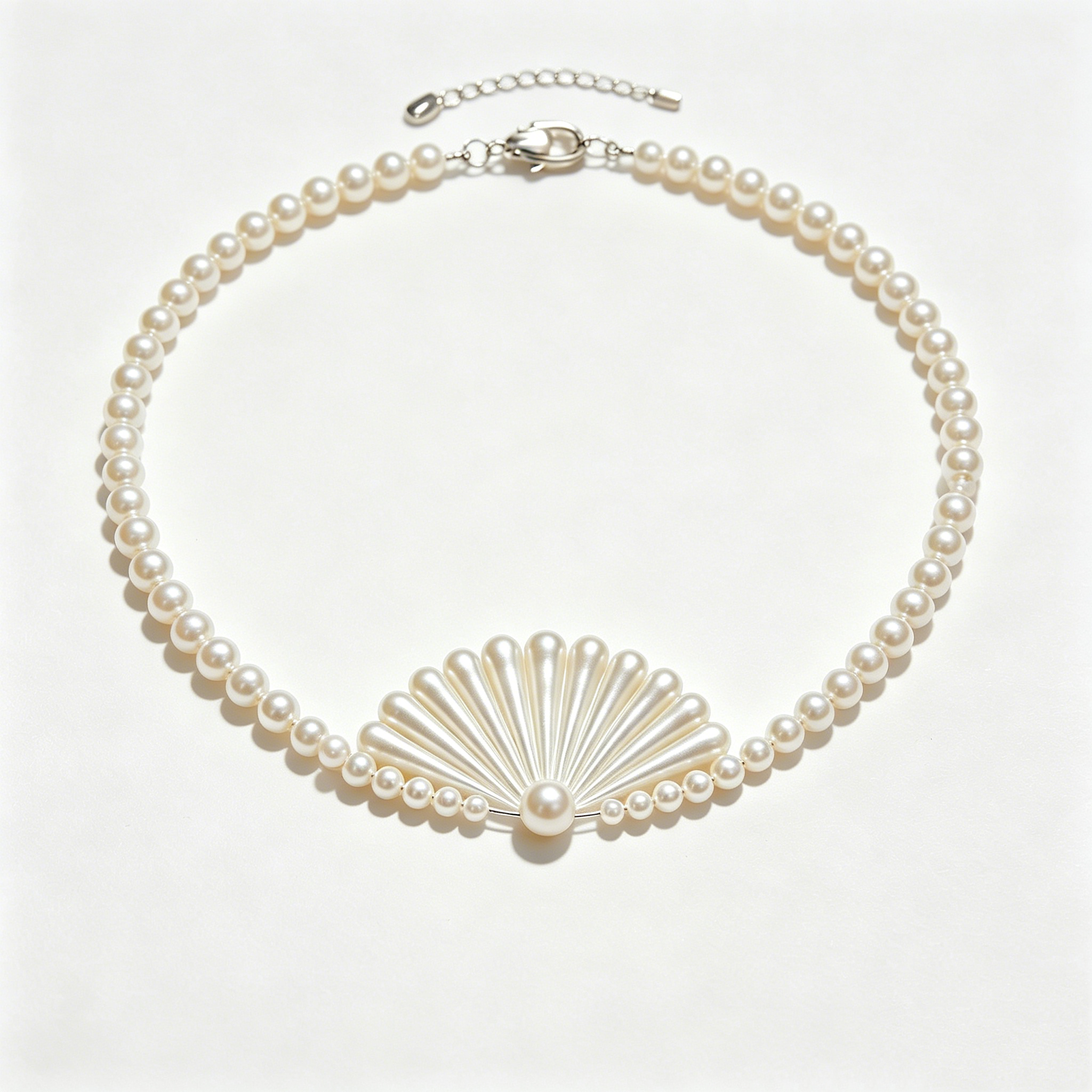 Fan Shaped Pearl Choker Necklace for Women