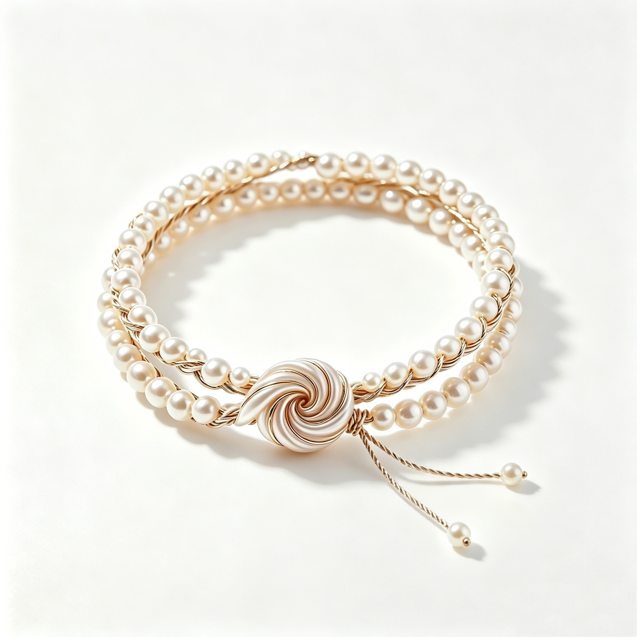 Knotted Multi Strand Pearl Pull Bracelet