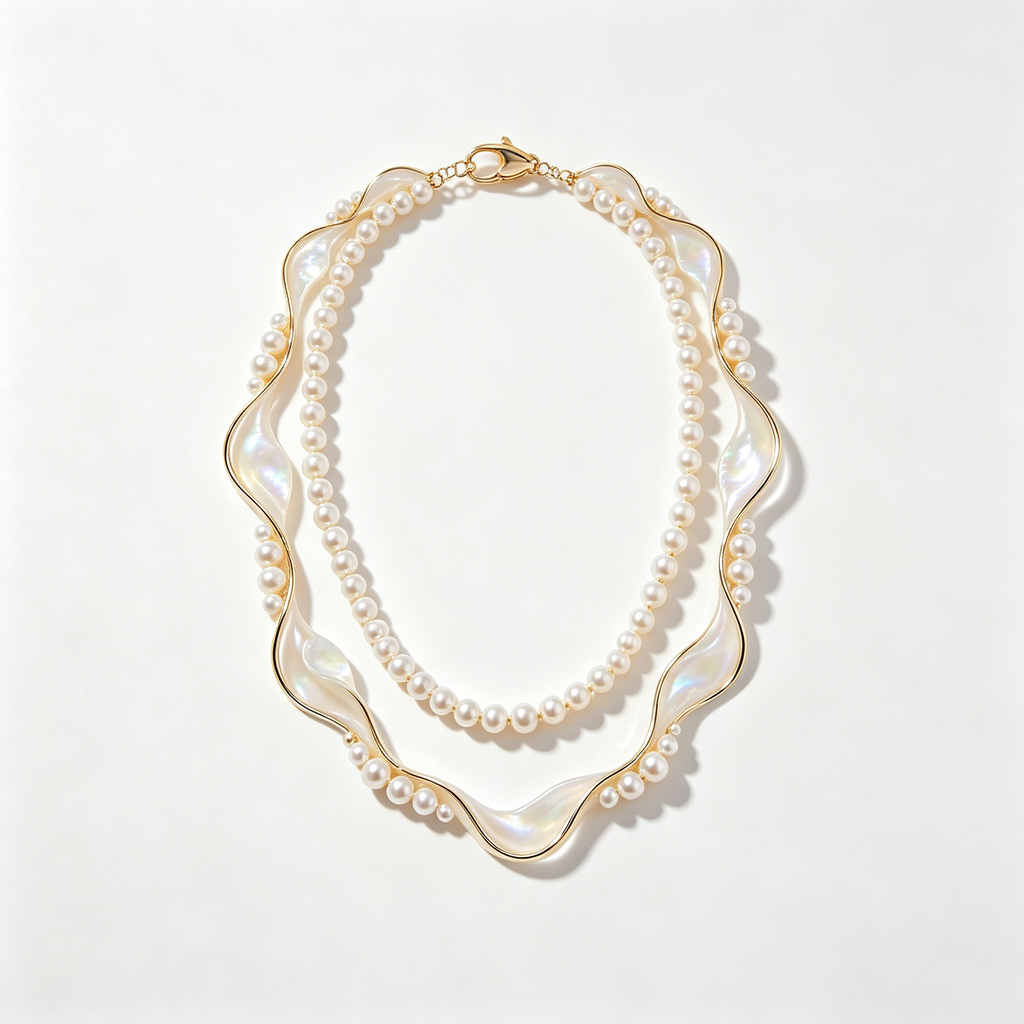 Wavy Mother of Pearl Double Layer Necklace