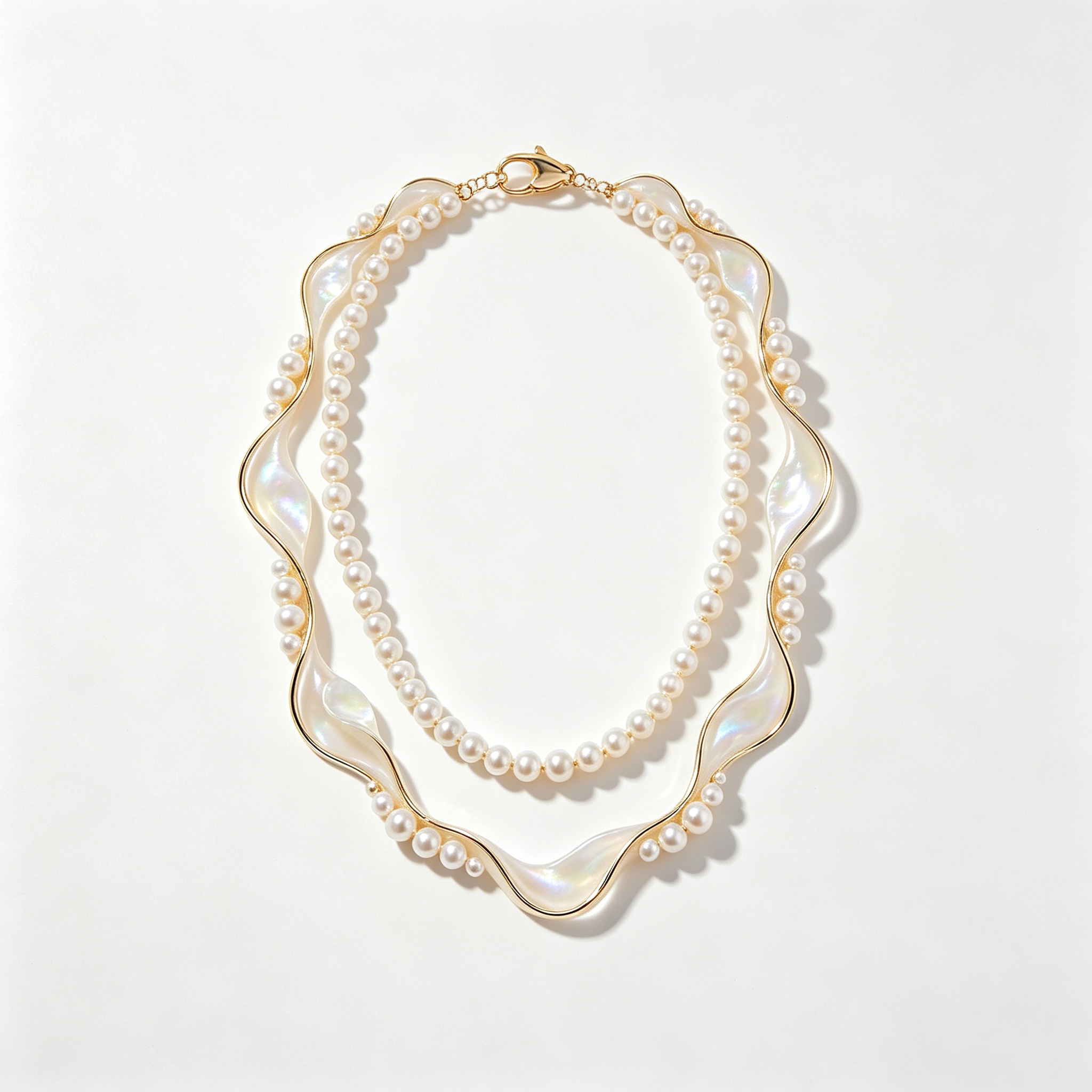 Wavy Mother of Pearl Double Layer Necklace