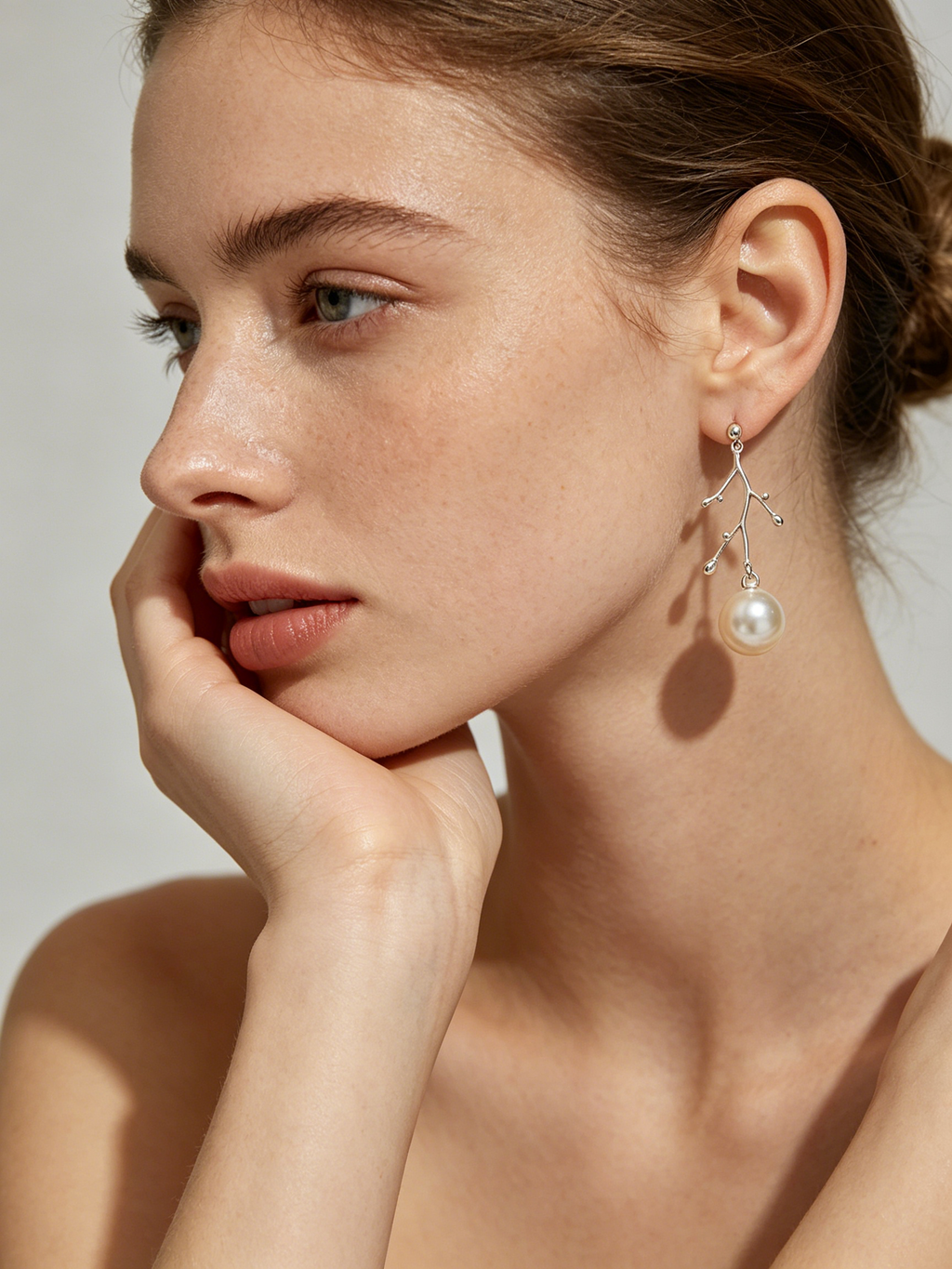 Branch Twig Pearl Drop Earrings