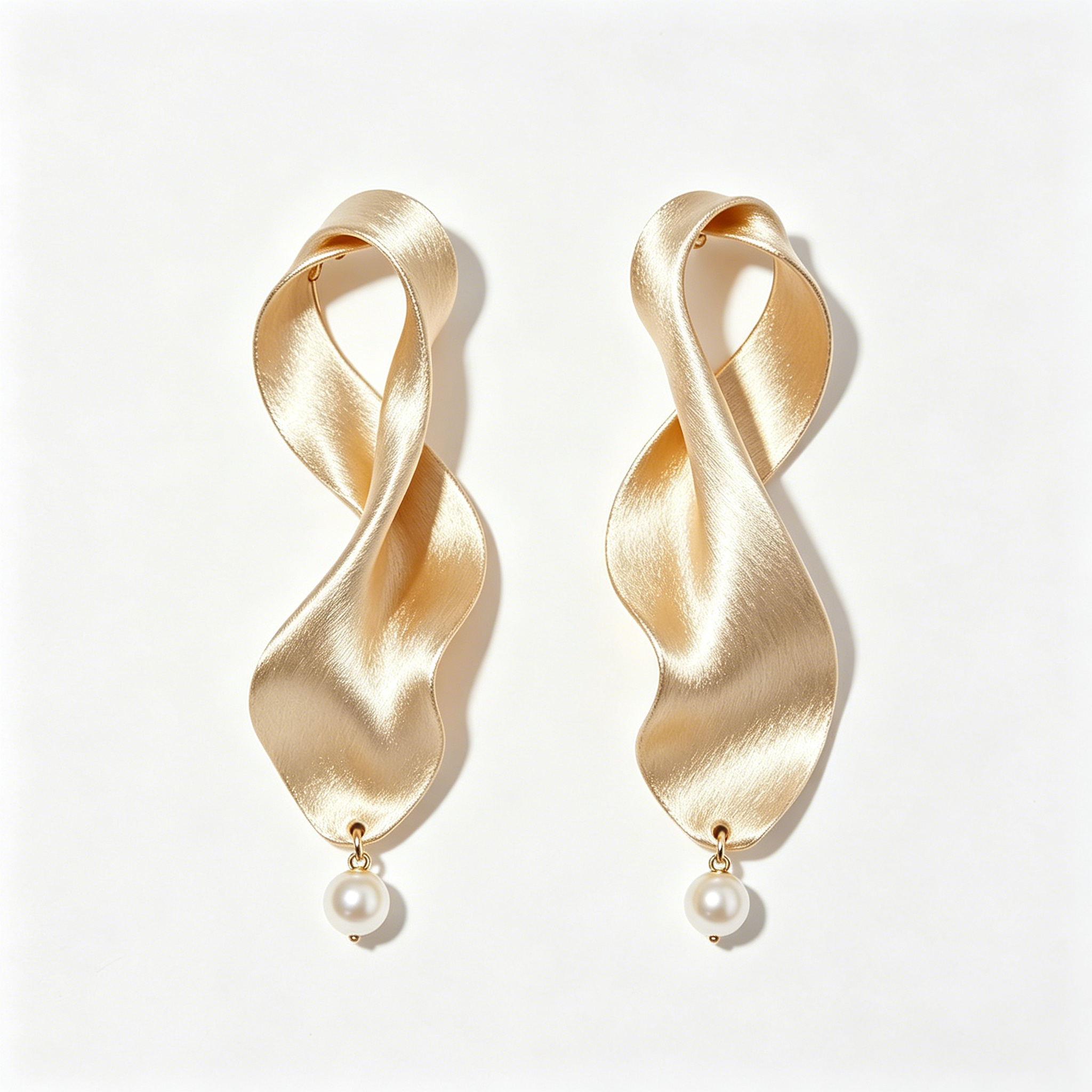Twisted Ribbon Drop Pearl Earrings