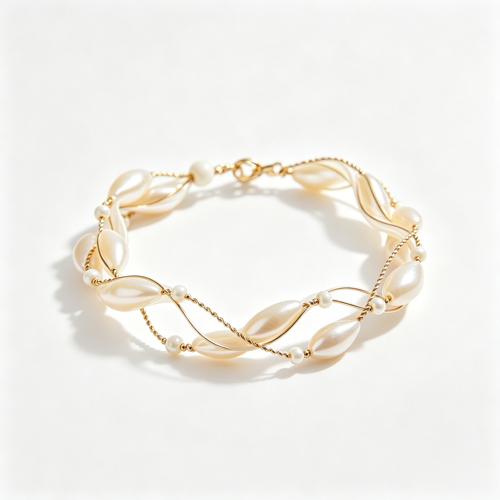 Twisted Teardrop Pearl Double Chain Bracelet