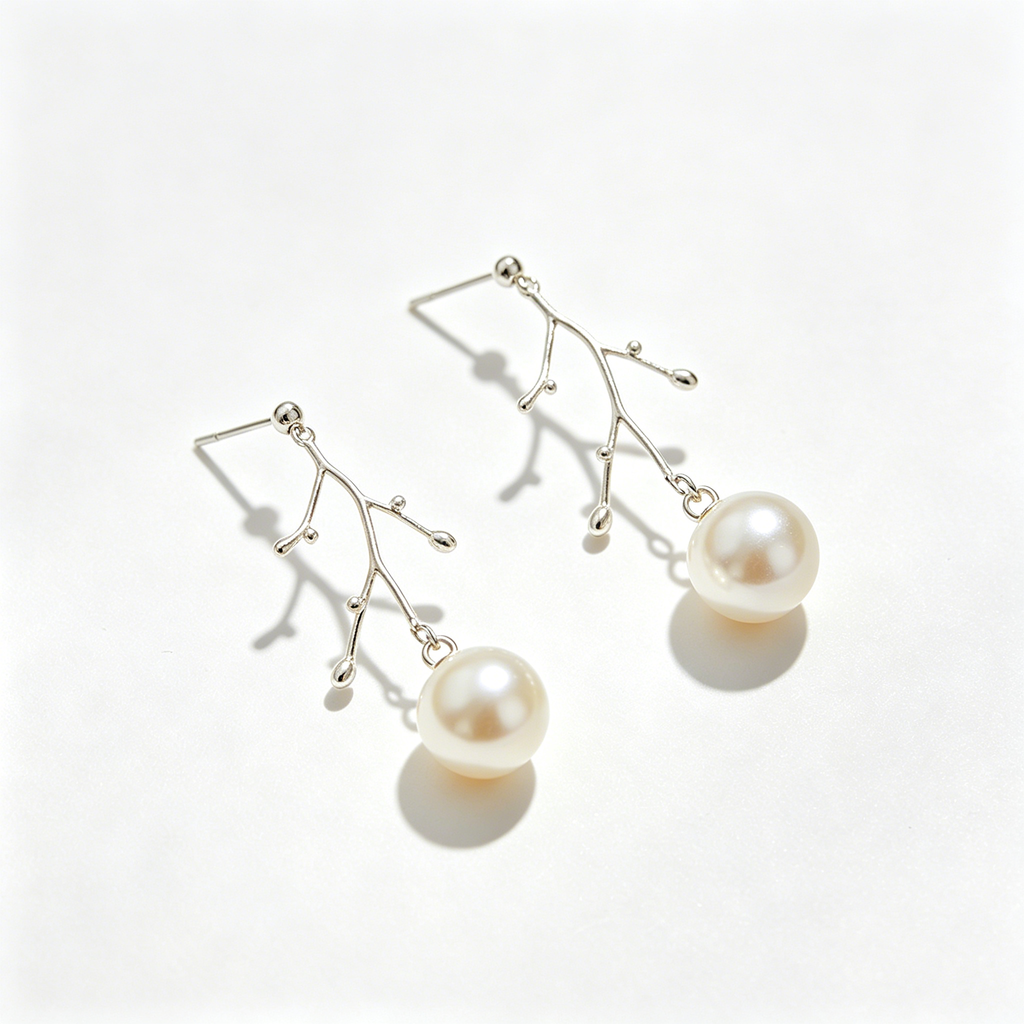 Branch Twig Pearl Drop Earrings