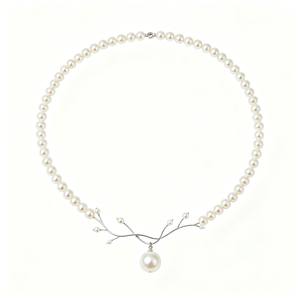 Branch Drop Pearl Pendant Necklace