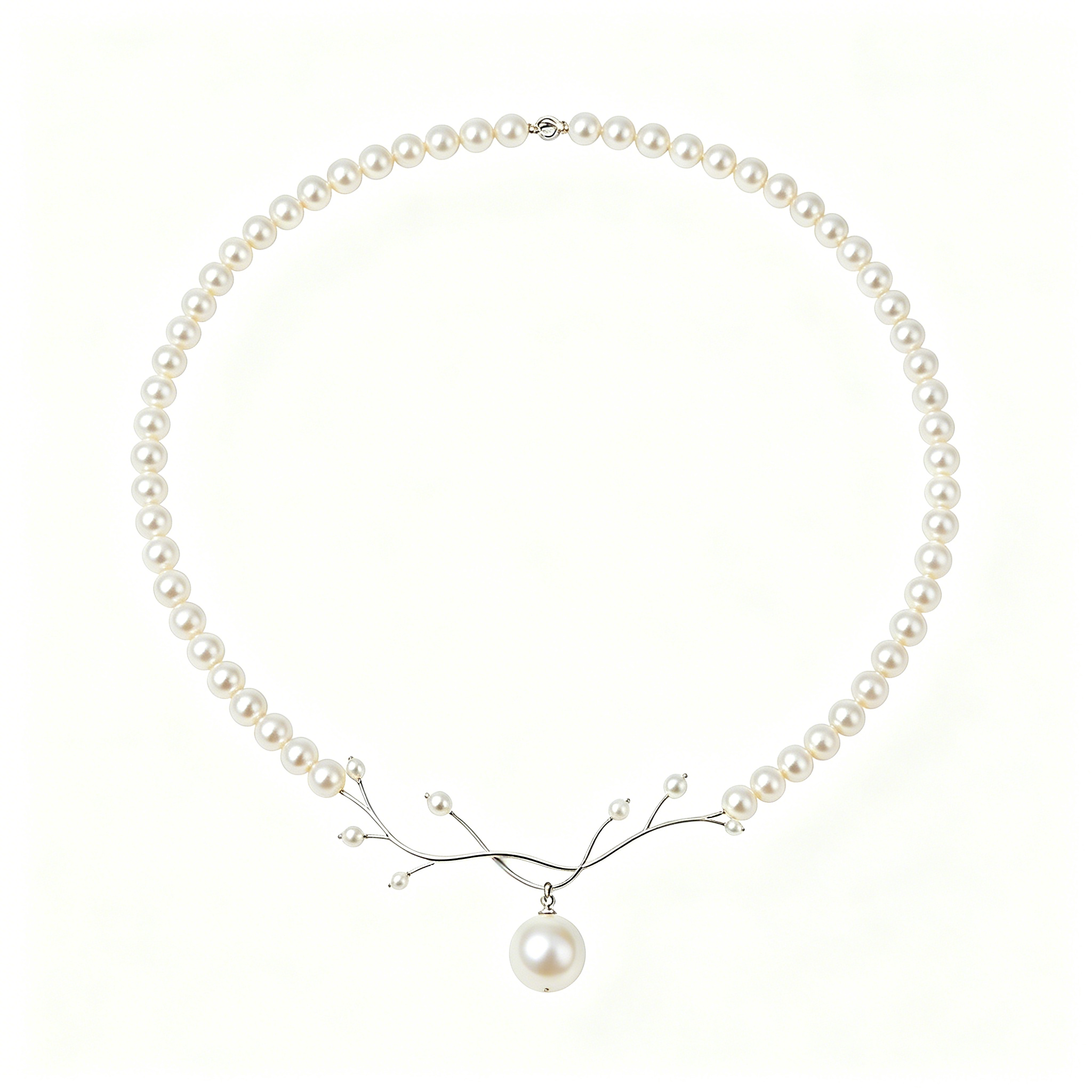 Branch Drop Pearl Pendant Necklace