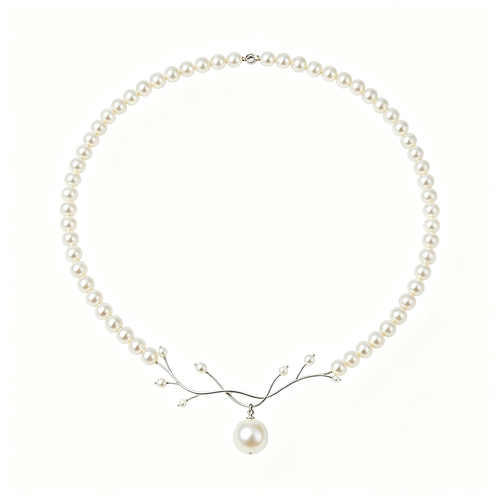 Branch Drop Pearl Pendant Necklace