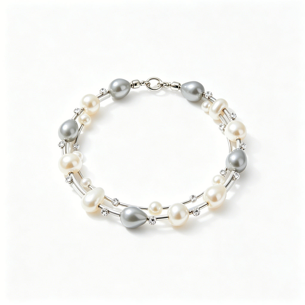 Two-Tone Baroque Pearl Double Layer Bracelet