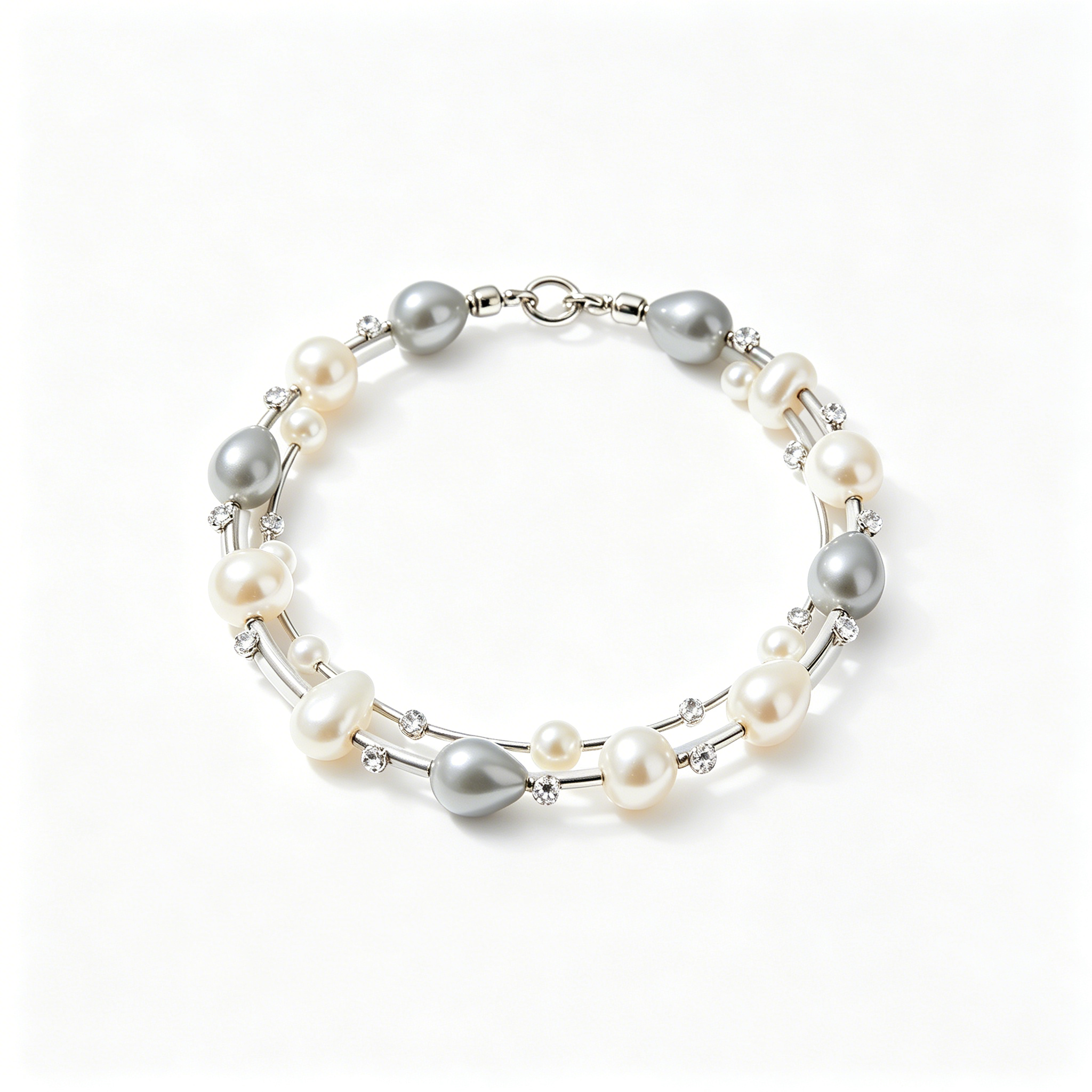 Two-Tone Baroque Pearl Double Layer Bracelet