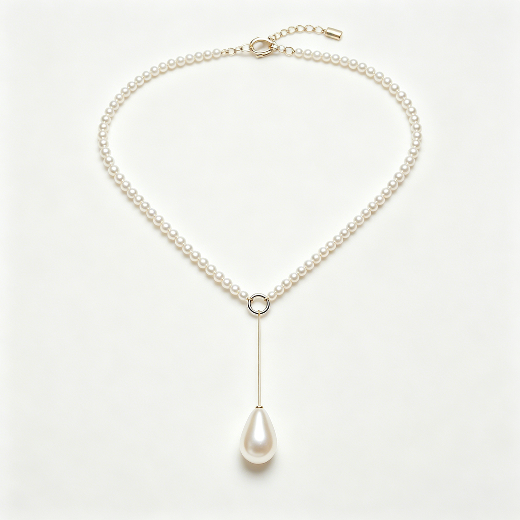 Teardrop Pearl Y Drop Lariat Necklace