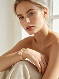 Vintage Teardrop Pearl Gold Bangle