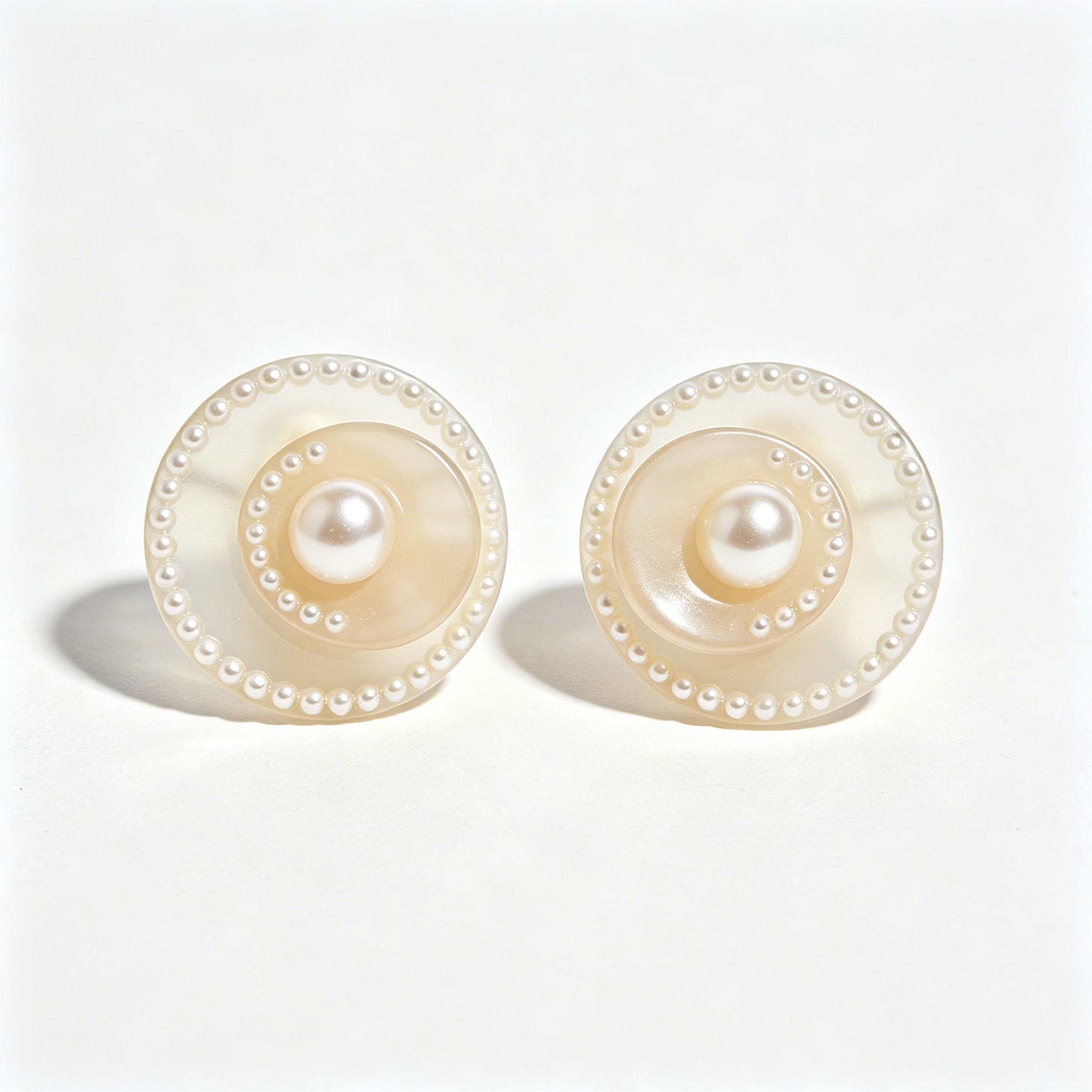 Round Button Resin Pearl Stud Earrings