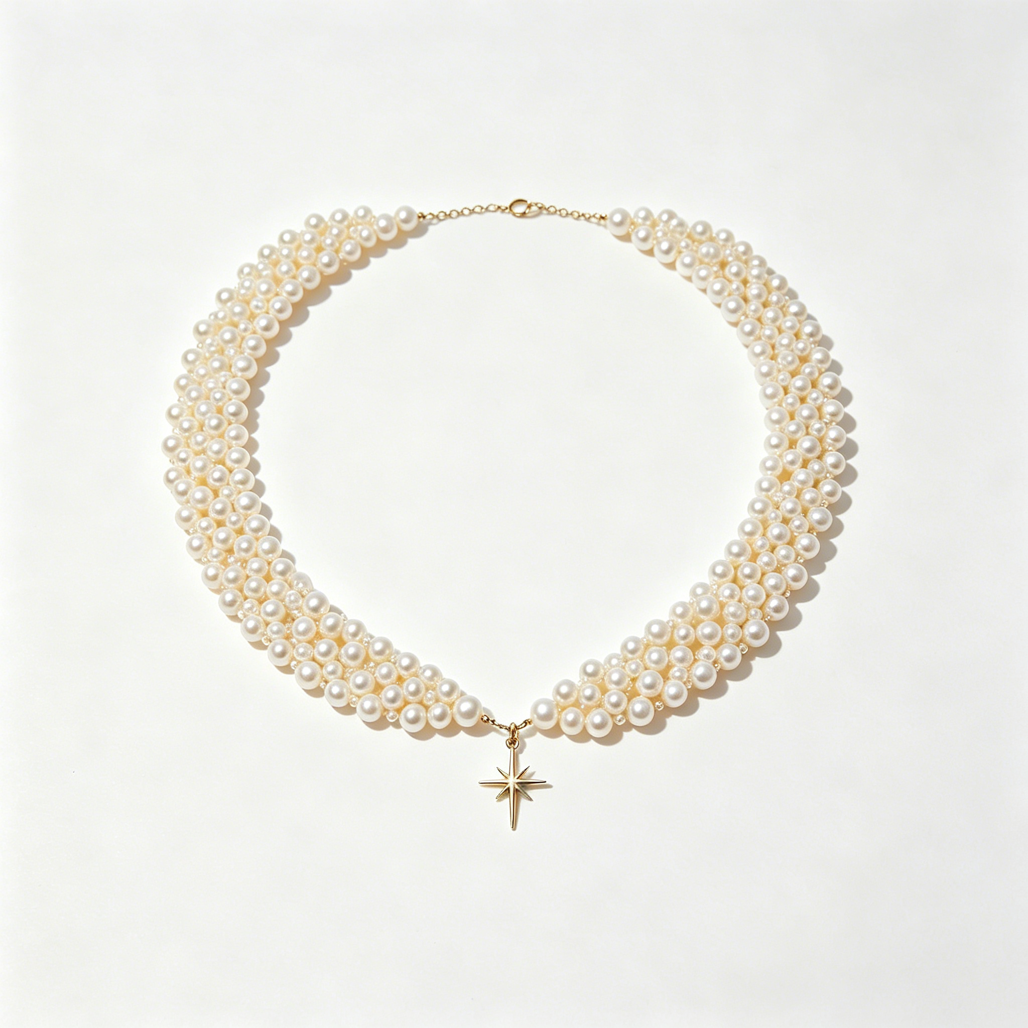 Multi Row Pearl Choker With Star Pendant