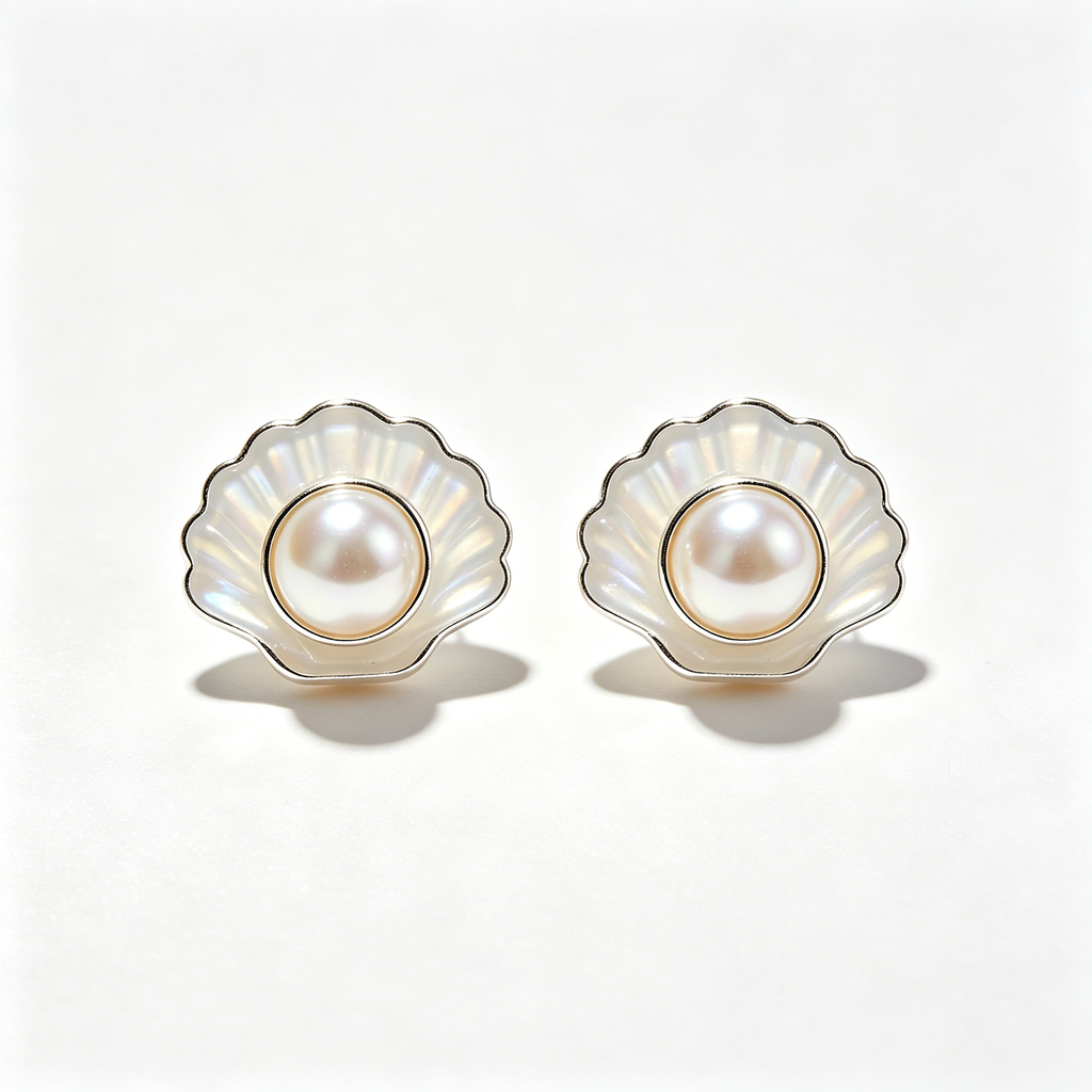 Shell Shape Pearl Stud Earrings