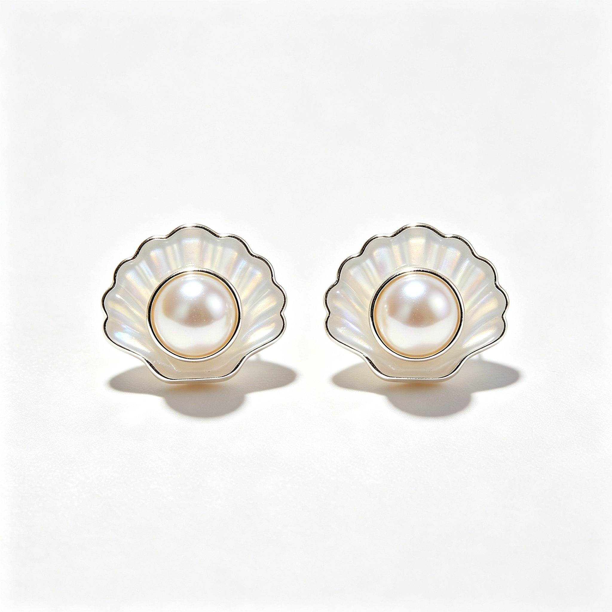 Shell Shape Pearl Stud Earrings