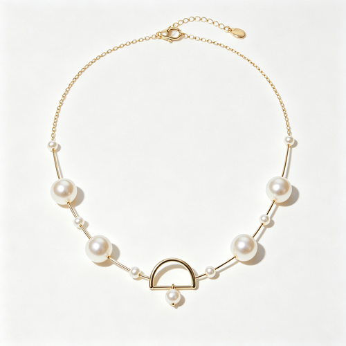 Arch Bar Beaded Pearl Choker Necklace