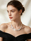 Wavy Mother of Pearl Inlaid Choker Necklace