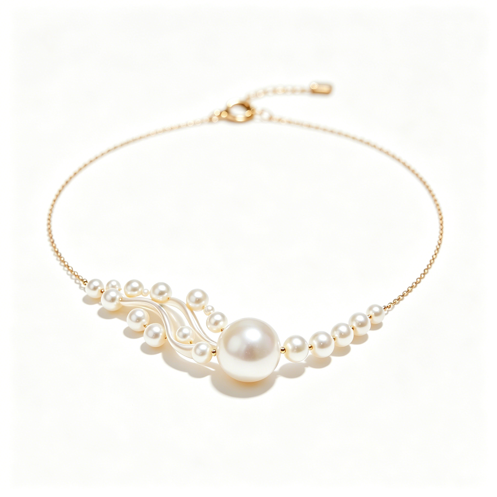 Twisted V Shape Graduated Pearl Necklace