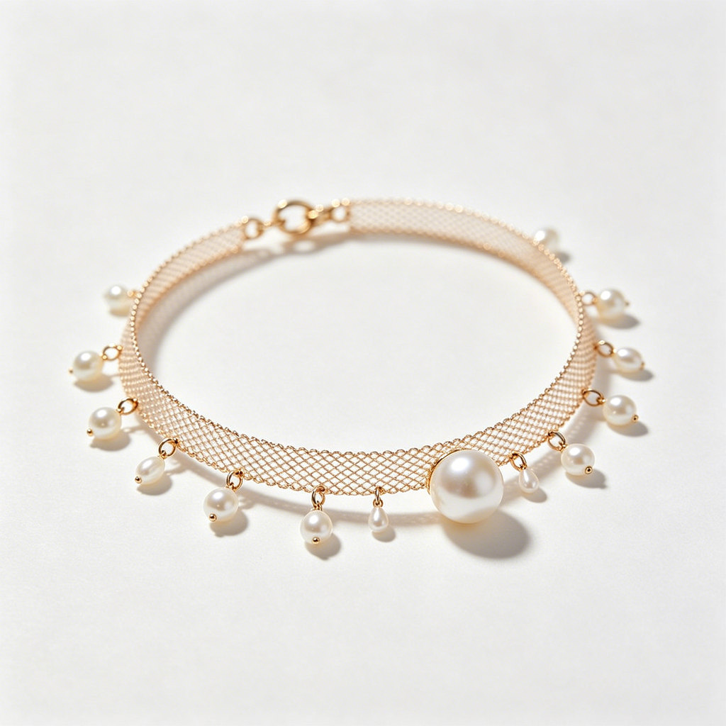 Mesh Tassel Pearl Bracelet