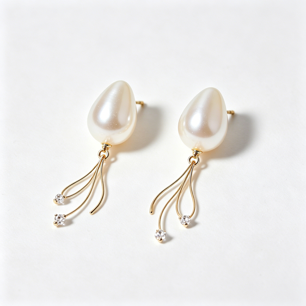 Teardrop Pearl Tassel Dangle Earrings