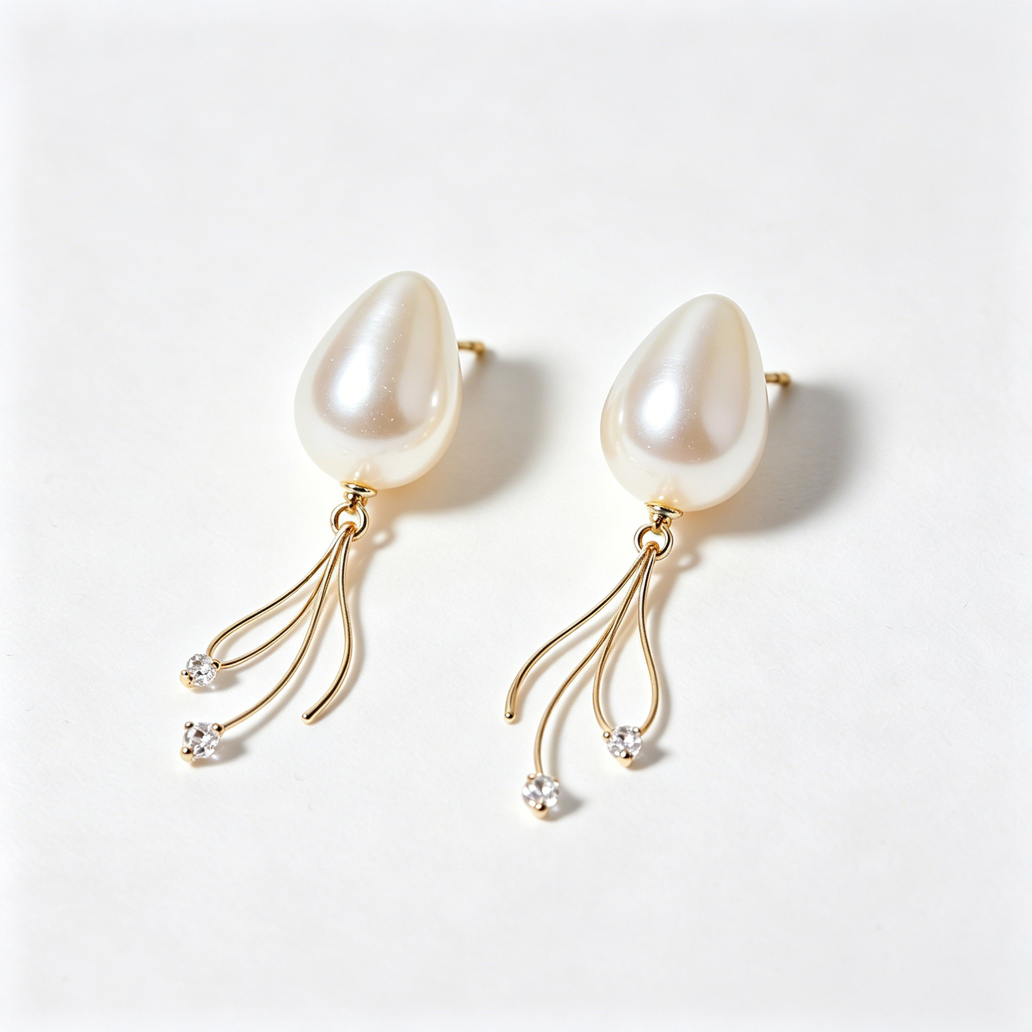Teardrop Pearl Tassel Dangle Earrings