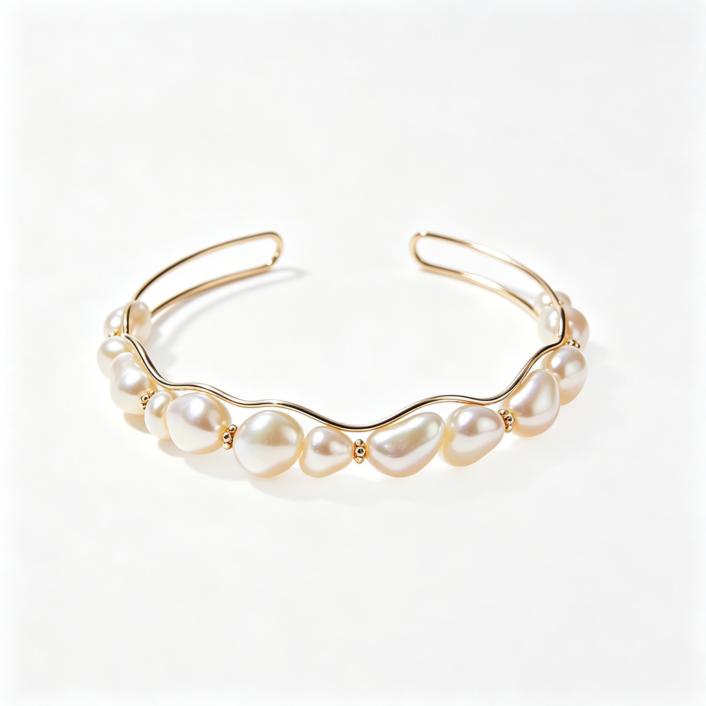 Wavy Baroque Pearl Open Cuff