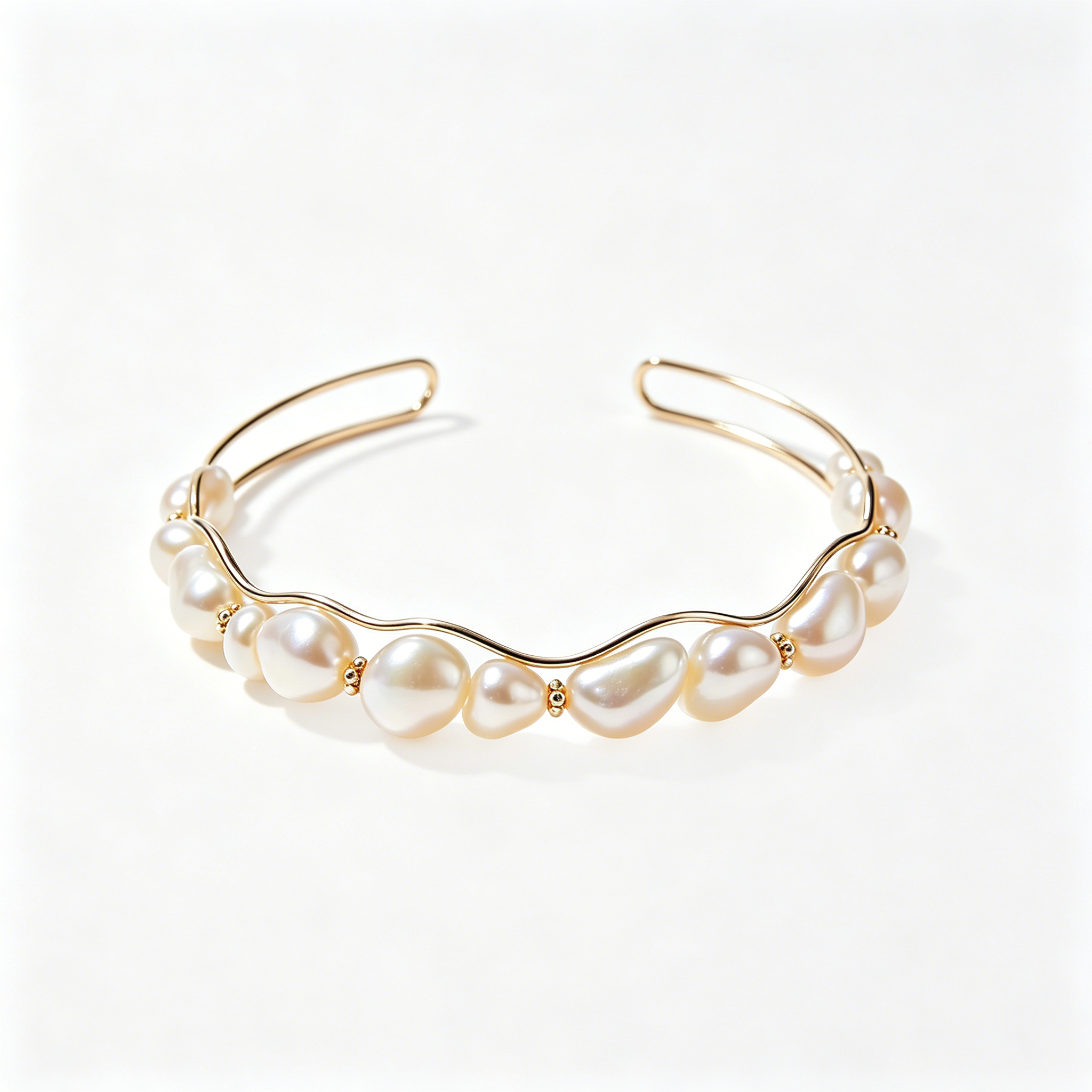 Wavy Baroque Pearl Open Cuff