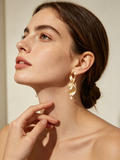 Twisted Ribbon Drop Pearl Earrings