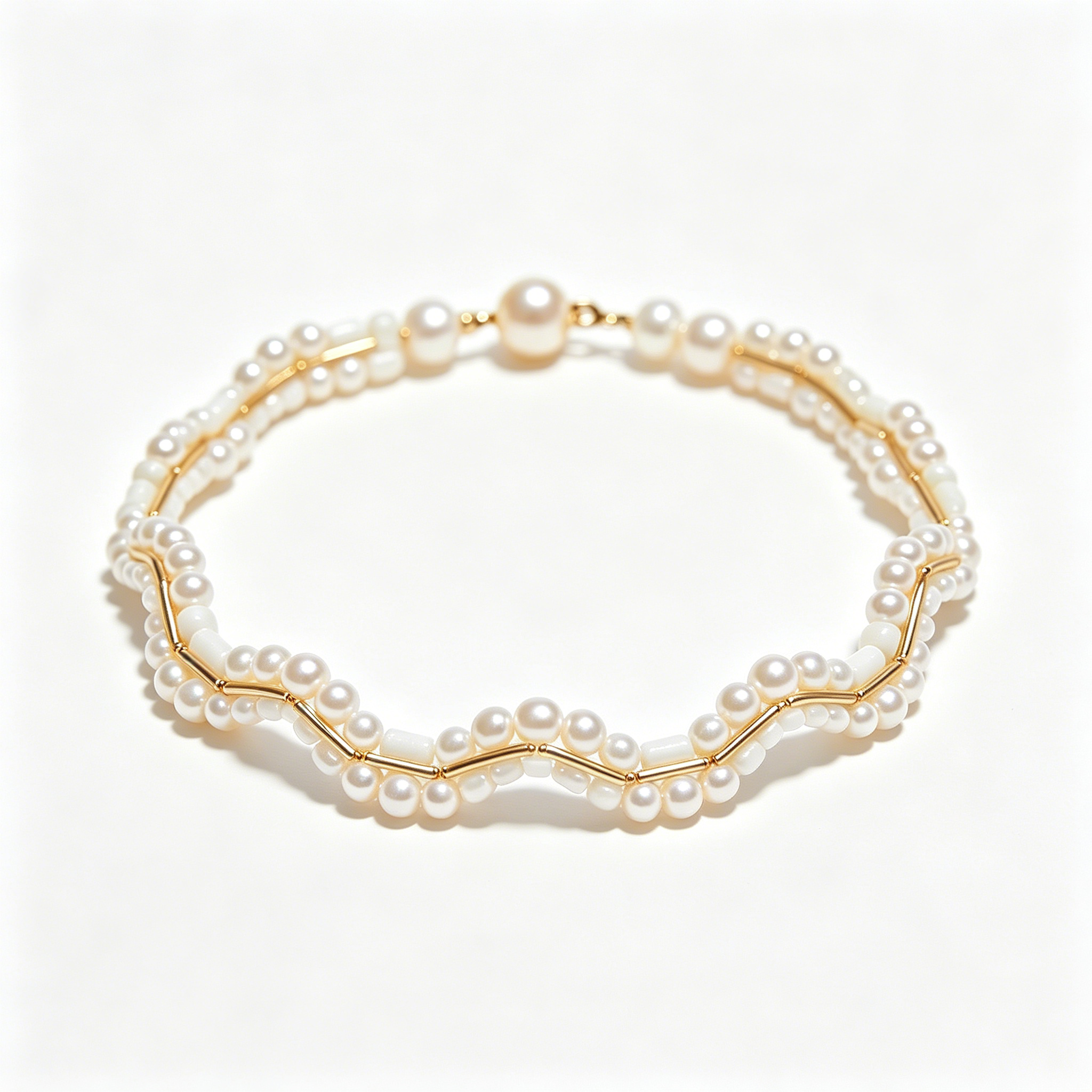 Braided Multi Pearl Strand Bracelet