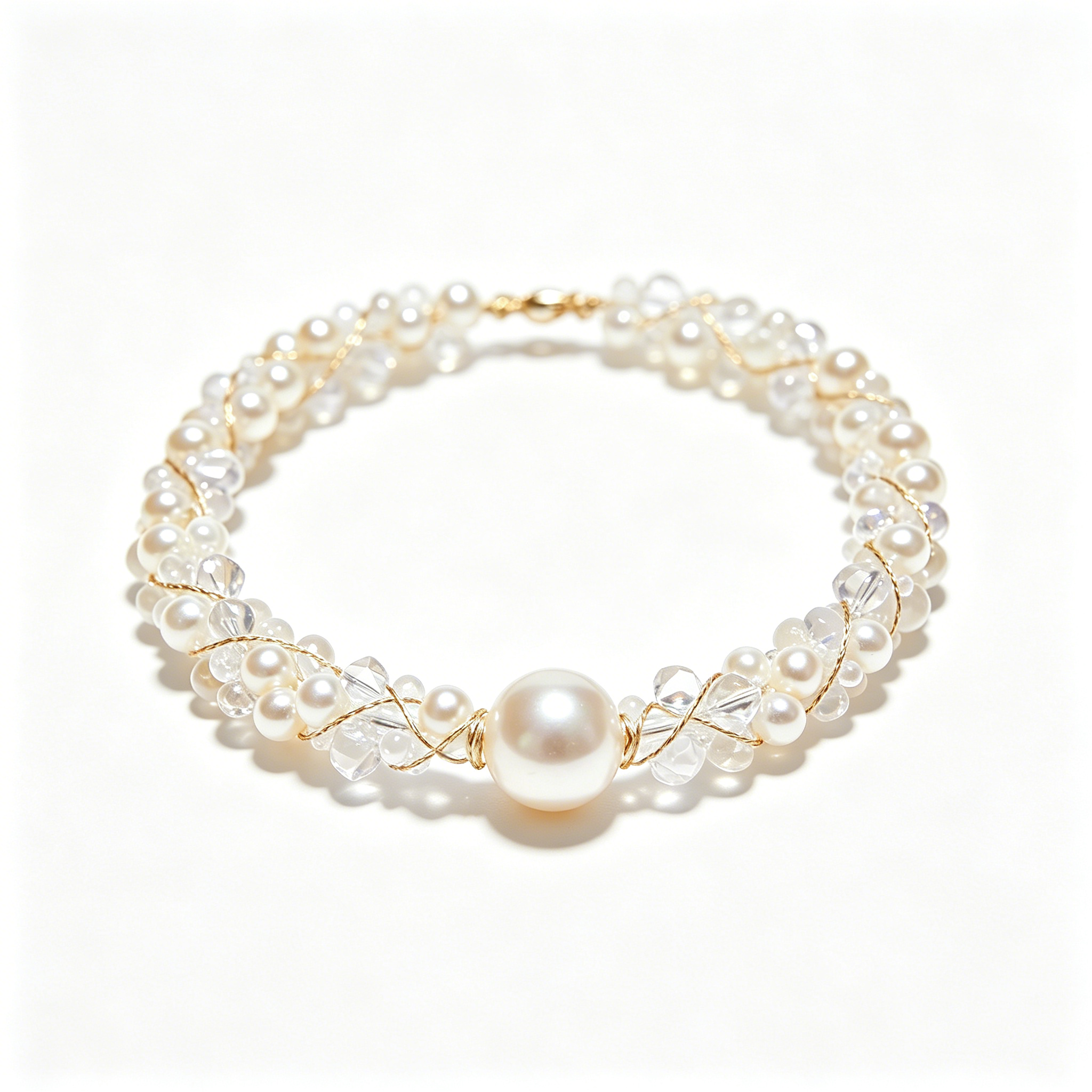 Crystal and Pearl Woven Bracelet