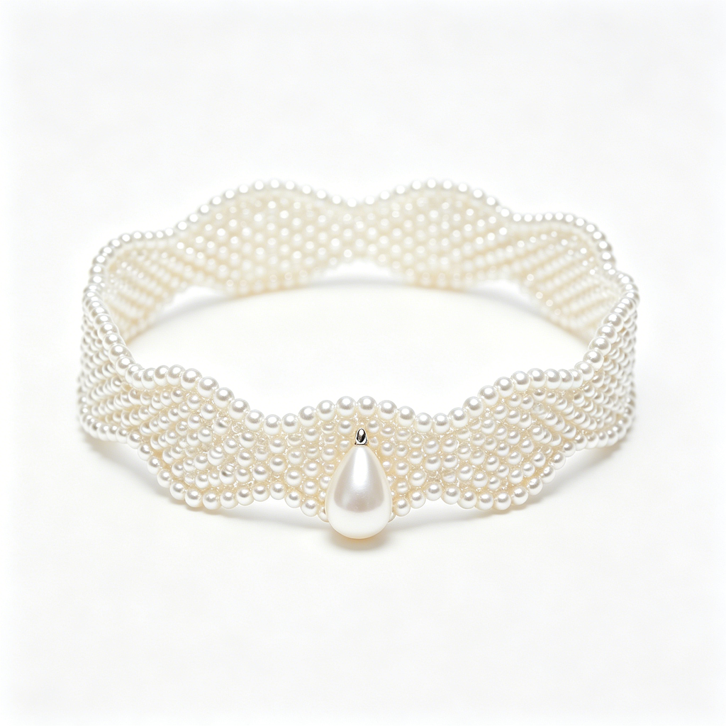 Woven Pearl Teardrop Pendant Bangle