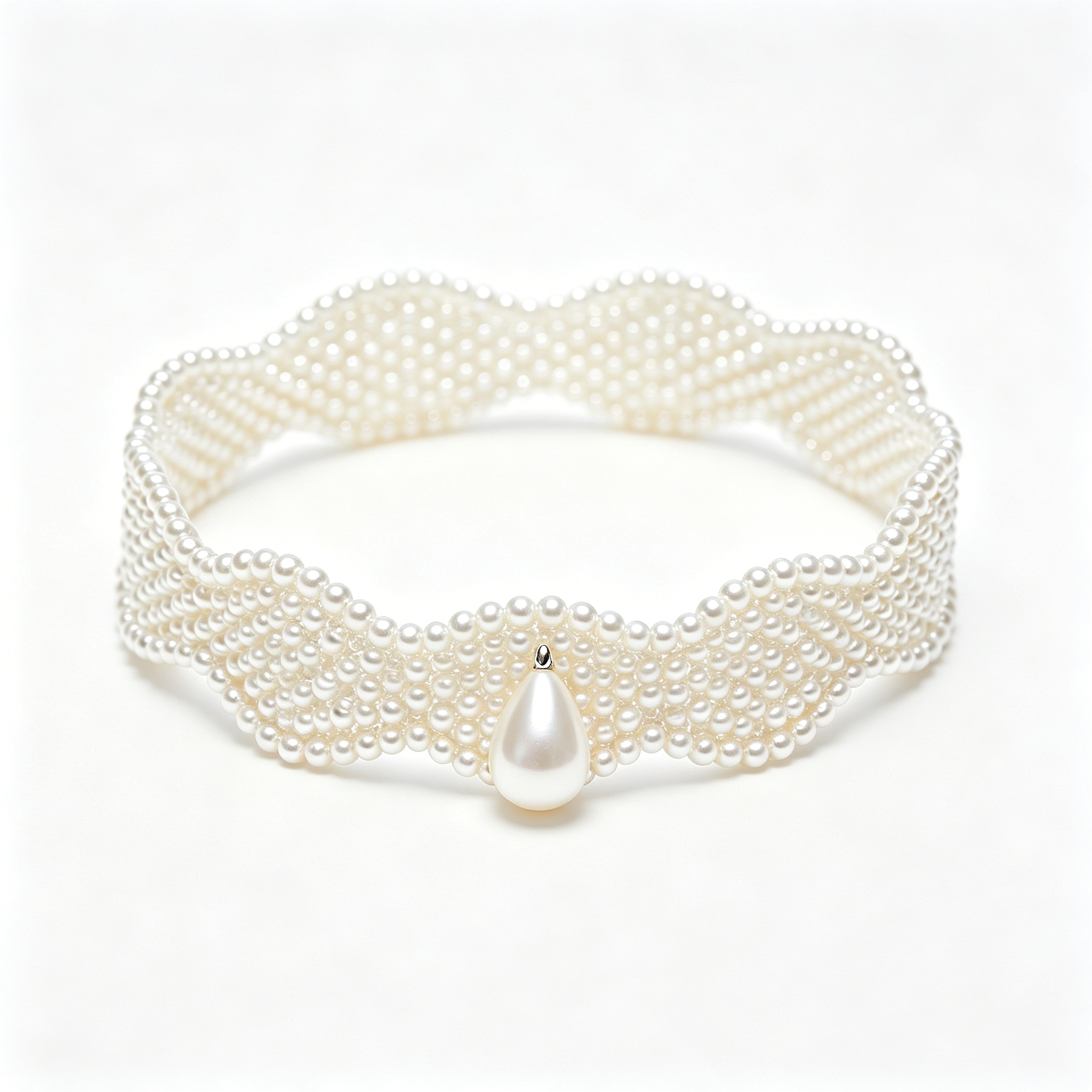 Woven Pearl Teardrop Pendant Bangle