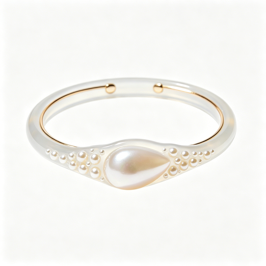 Resin Teardrop Pearl Bangle