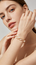Twisted Teardrop Pearl Double Chain Bracelet