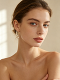 Fan Shape Wire Pearl Cuff Earrings