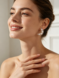 Crescent Moon Pearl Stud Earrings