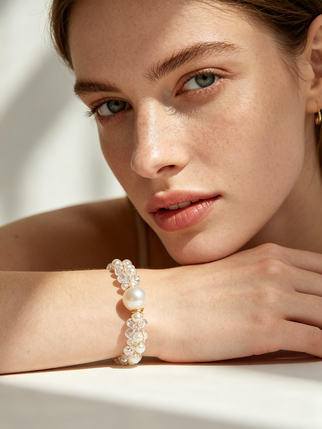 Crystal and Pearl Woven Bracelet