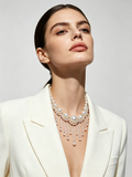 Large Pearl Tassel Fringe Bib Necklace