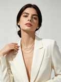 Three Layer Rhinestone Pearl Chain Necklace